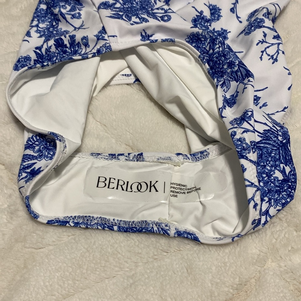 ✨NWT✨ BERLOOK FLORAL DRAWSTRING RUCHED ONE-PIECE SWIMSUIT SZ XL - Picture 4 of 8